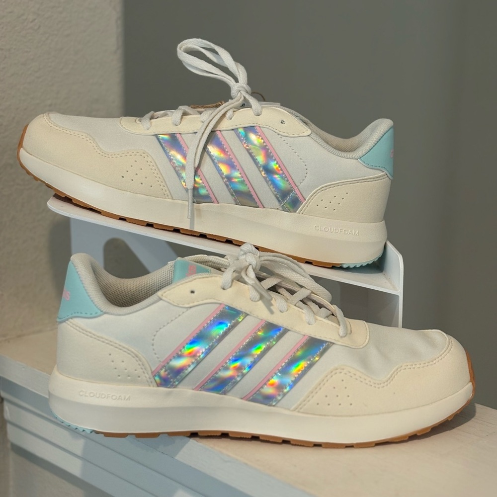 Adidas Run 60s Athletic Shoes Sneakers Size Youth Girl 6.5Y Women 8 White IE6119